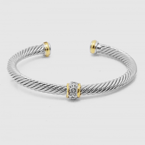 Jewelry - Cable Metal Two Tone Bangle Bracelet - NWT!